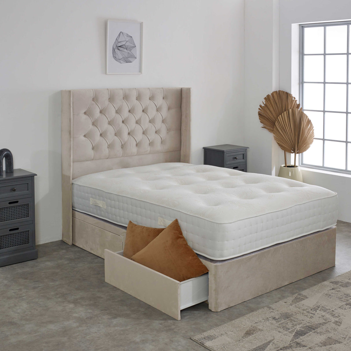 Chesterfield Winged Divan Bed Set