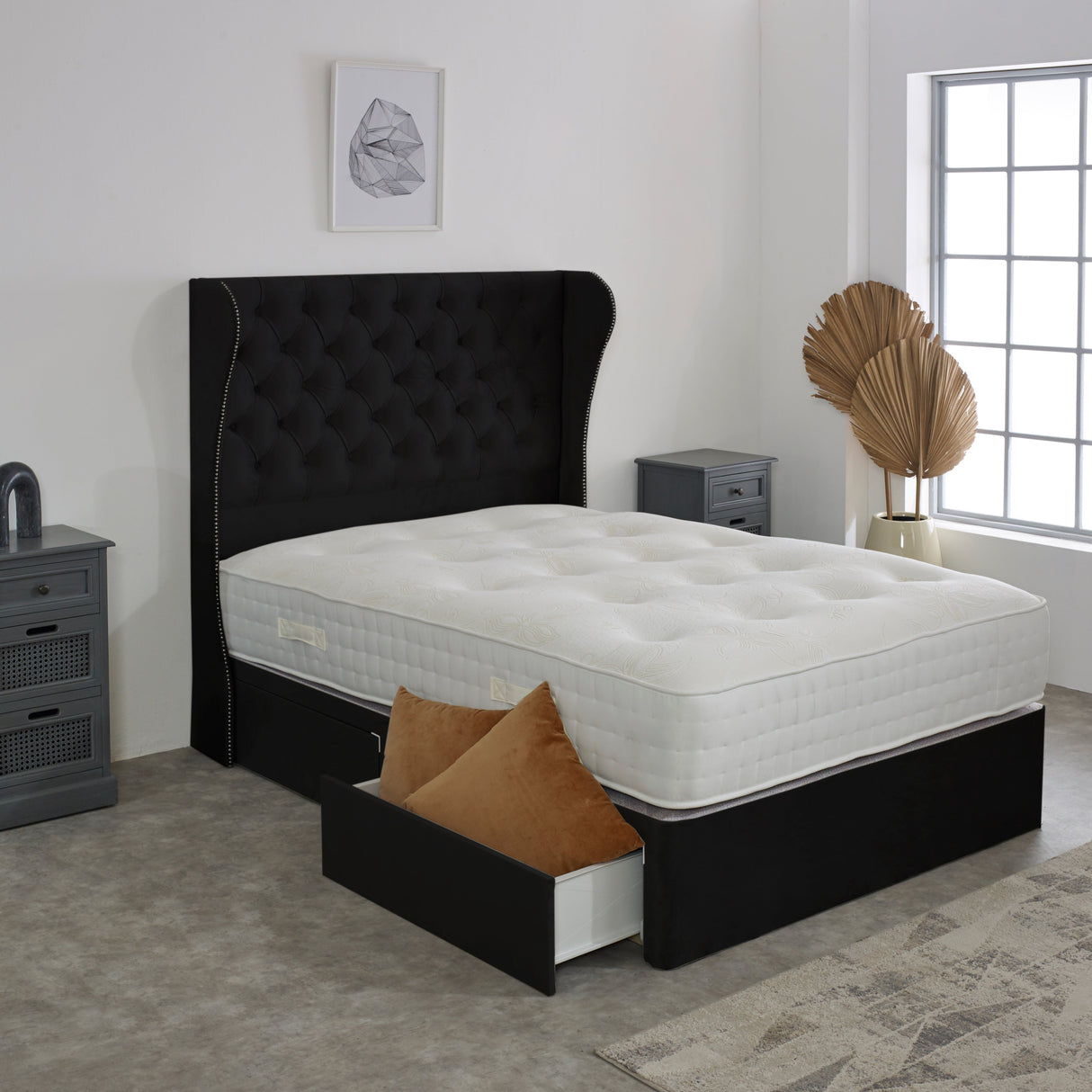 Chesterfield Curved Wing Divan Bed Set