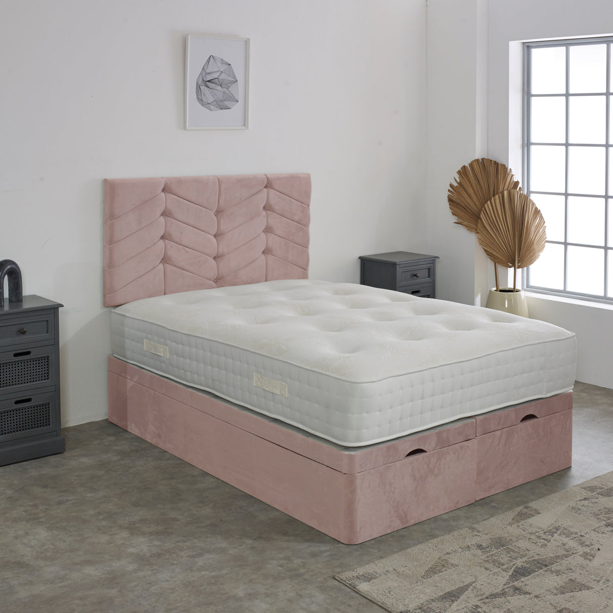Rose Ottoman Storage Divan Bed Set
