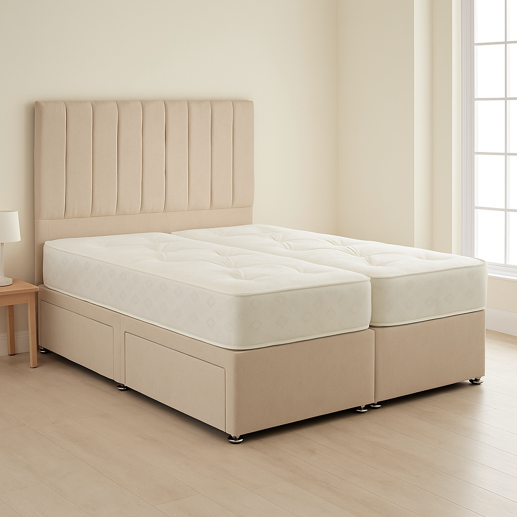 Open Coil Memory Zip & Link Divan Bed Set