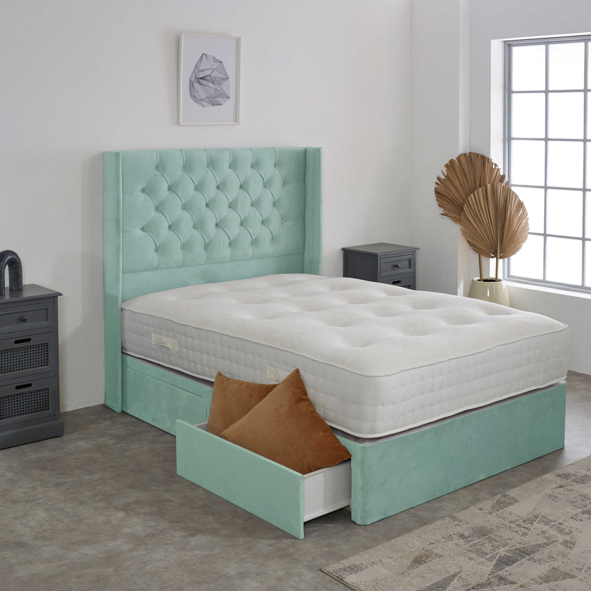 Chesterfield Winged Divan Bed Set 