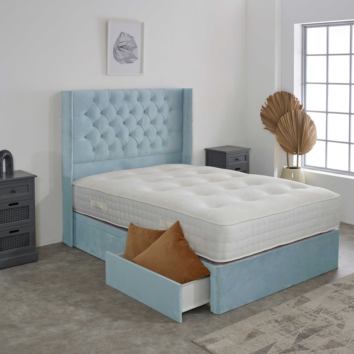 Chesterfield Winged Divan Bed Set 