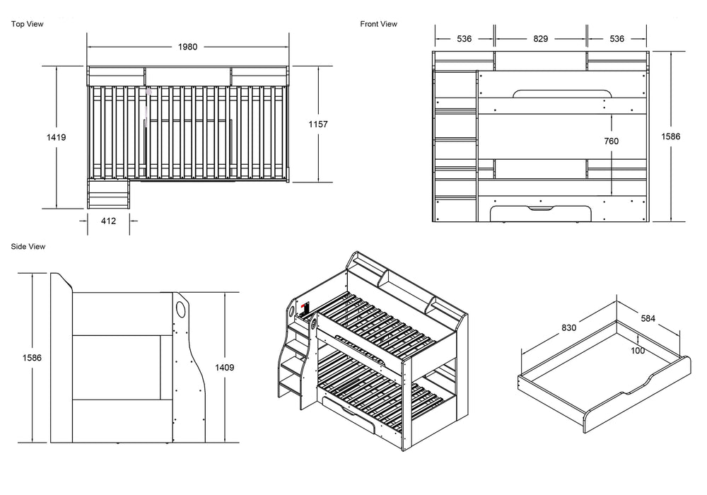Flick White Bunk Bed