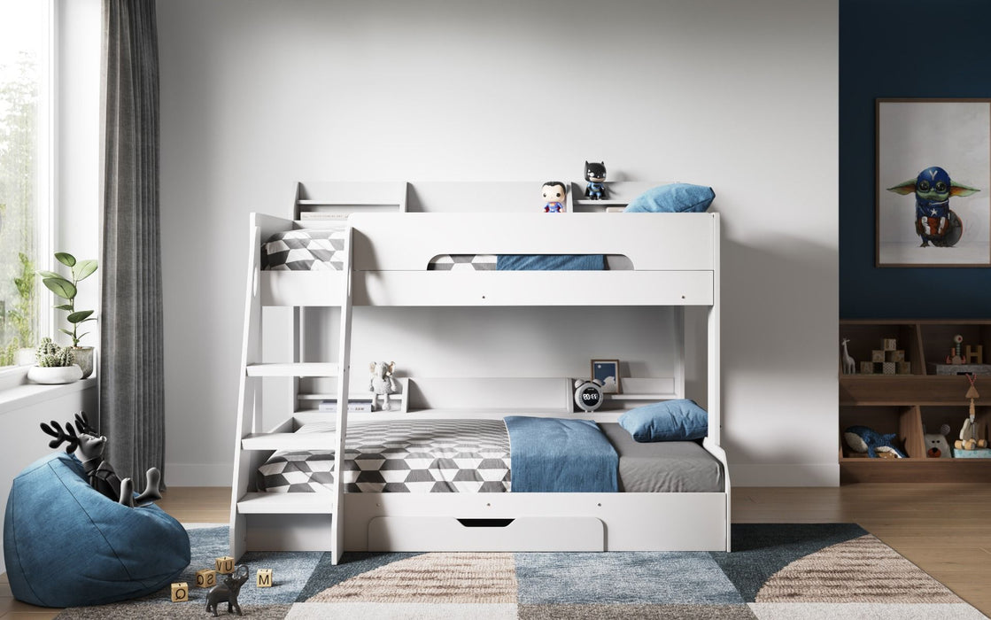 Flick Triple Bunk Bed White With Storage