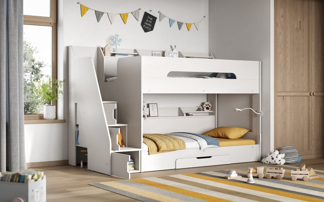 Slick Staircase Bunk Bed White Divan Bed Direct