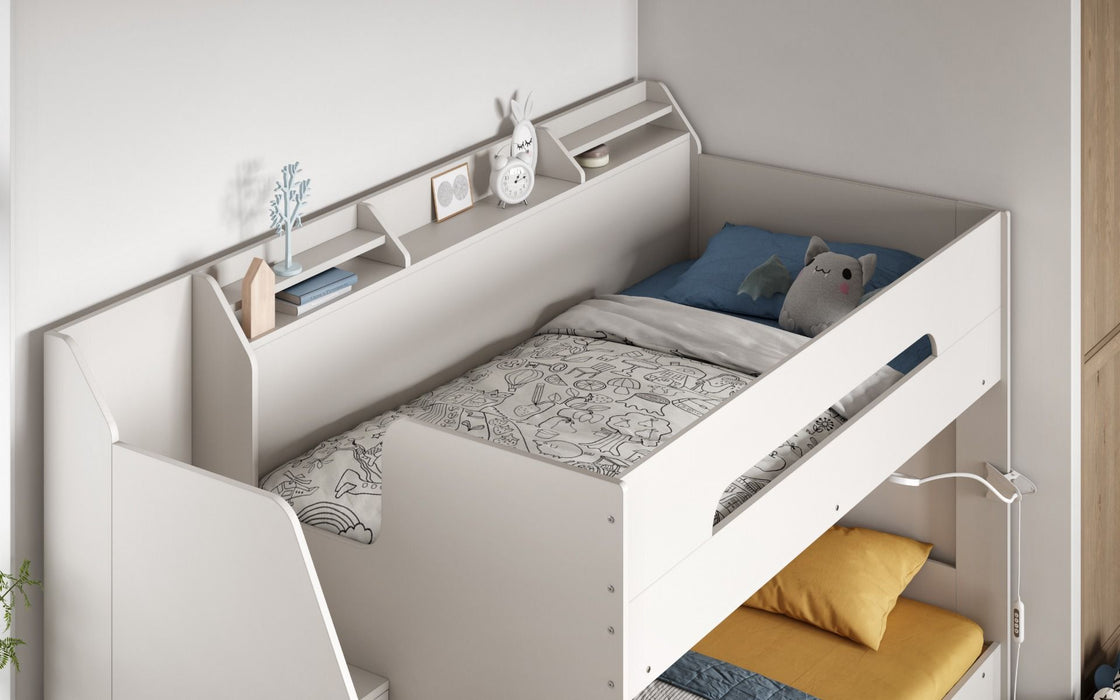 Slick Staircase Bunk Bed White